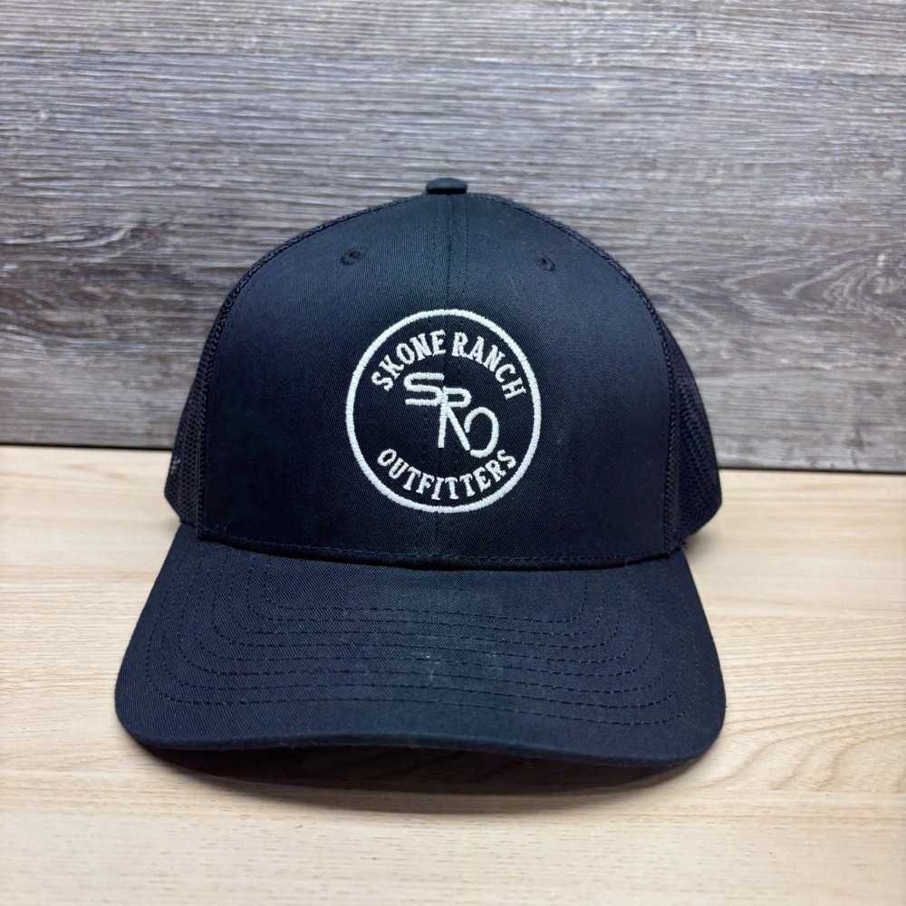 Skone Ranch Outfitters Hat Cap Snap Back Black Trucker Hunting SRO Richardson